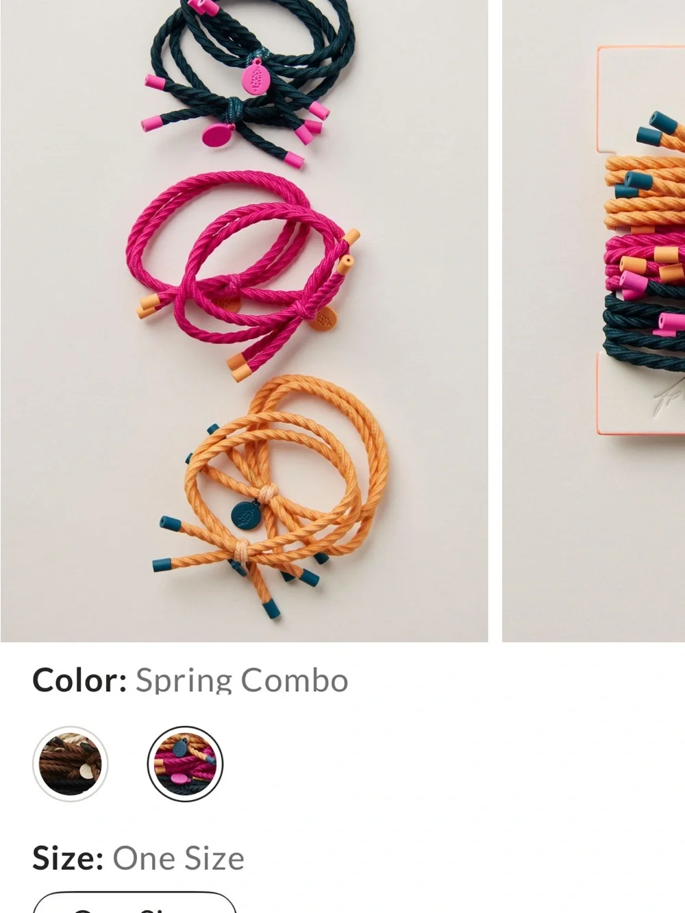 Free People Assorted 6 pack Color Hair Ties - Pink, Yellow & Navy NWT